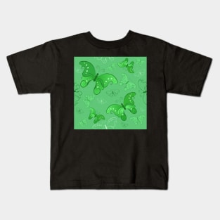 Seamless pattern from butterflies ( Green ) Kids T-Shirt